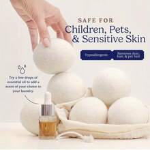 6pcs Natural Wool Dryer Balls Set - Reduces Drying Time By 30%, Hypoallergenic & Fragrance-Free, Reusable Fabric Softener, 1200 Loads Durable, Sourced From Sources (Compatible With Front-Load Washer/Dryer) - A - View 5