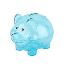 1个蓝色/绿色/粉色/橙色卡通透明塑料小猪存钱罐，创意储蓄罐，幼儿园礼物，儿童生日返校礼物，男孩女孩通用硬币存钱罐