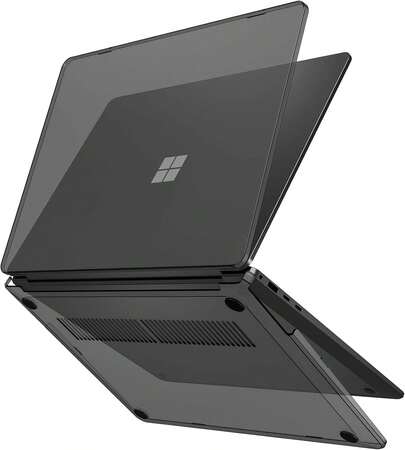 15インチMicrosoft Surface Laptop 7 2025年リリース用ProCase保護ケース、耐久性と軽量デザインのハードシェル透明カバー - ブラック