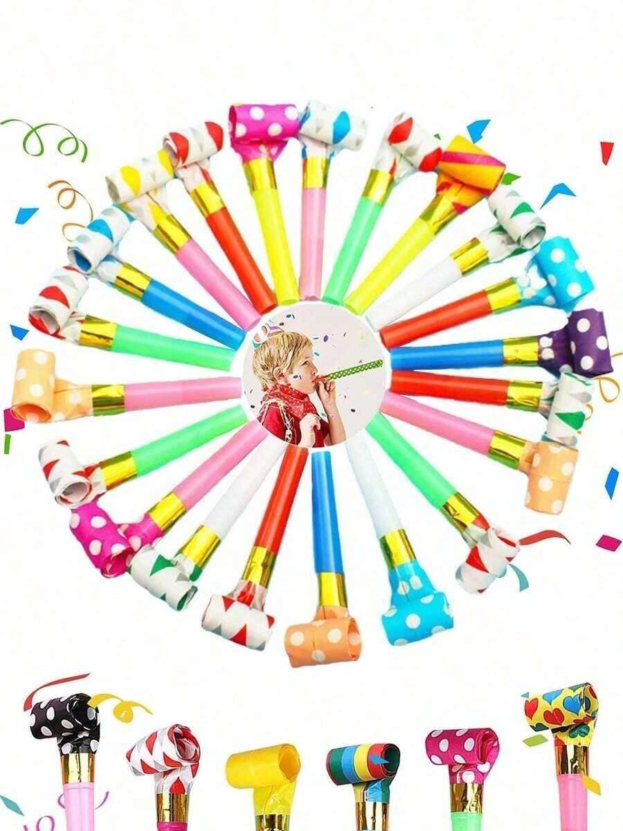 50pcs/30pcs/10pcs-Party Blower Blow Out Noisemaker Fun Party Blow Horn Colorful Birthday Blow Horn Whistle , Boys And Girls Party Favors (Colorful Paper Rolls),Birthday Blow Whistle Shower Party 3TR2 - Multicolor - View 1