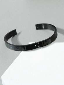 1pc Minimalist Stainless Steel Roman Numeral Bangle (Openable) - Digital Roman Bracelet - View 3