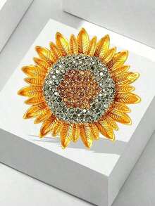 One Full Crystal Sunflower Brooch Valentines,Mom,Mother,Mother's Day,Gift FAKE 9UA9 - 金子 - 查看 4