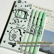 4pcsLan Dieyu Cap Cap Pen High Appearance Value Push-To-Write Gel Pen Student Exam Quick-Dry 0.5 Black Practice Pen Essential For School Term Start Back-To-School Gift - Black - View 9