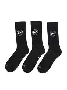 Nike 3 件装 NK CREW EVERYDAY BBALL 中筒袜，DA2123-010 - 黑/(白) - 查看 9