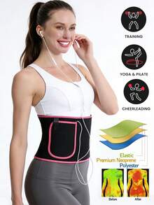 1pc, 2026 Spring/Summer Suitable Fitness Bundle Belt, Sweating And Heating Waist Belt, Yoga Exercise, Fat Burning And Shaping, Silver Ion Waist Belt, Protective Belt, Silver Ion Waist Belt, Sweating Fitness Belt - Multicolor - View 4