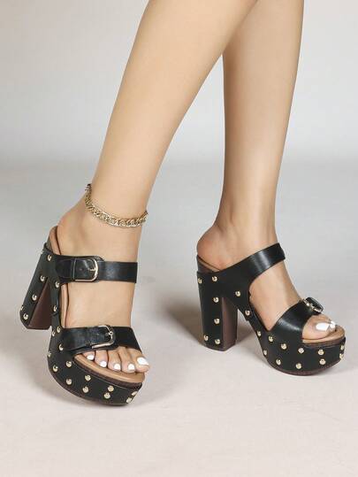 2026夏季新款女士高跟凉鞋，防水厚底粗跟性感露趾拖鞋