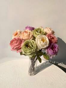 1/3/6支装，19.7英寸长仿真玫瑰，焦玫瑰色，适合DIY花墙、场景布置、客厅卧室花瓶插花、婚礼、派对、花园装饰、餐桌装饰、家居装饰、卧室装饰、母亲节礼物、生日、毕业季装饰、返校季装饰 - 彩色 - 查看 8