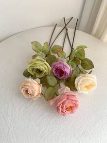 1/3/6支装，19.7英寸长仿真玫瑰，焦玫瑰色，适合DIY花墙、场景布置、客厅卧室花瓶插花、婚礼、派对、花园装饰、餐桌装饰、家居装饰、卧室装饰、母亲节礼物、生日、毕业季装饰、返校季装饰 - 彩色 - 查看 4