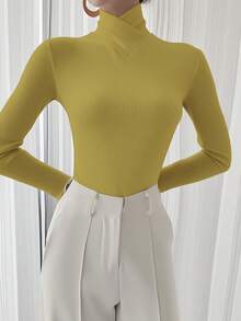 Áo lót nữ cổ chéo dệt kim màu trơn, trang phục công sở, hàng mới về mùa xuân. - Nghệ - Xem 6