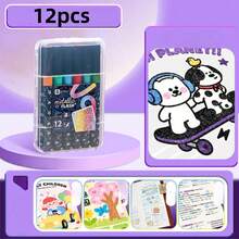 软头荧光笔、夜光笔、荧光笔、绘画用笔、闪光墨水笔、双头闪光笔 - 彩色 - 查看 10