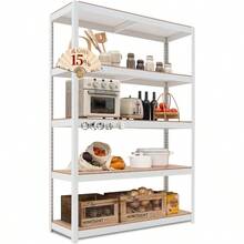 House 組立簡単 高耐荷重 ラミネート スチールラック キッチン 5段 幅120 奥行40 高さ180 ホワイト ホームダント 高さ調整可能 棚 収納棚 メタルラック クローゼット ガラージ オフィス 業務用 重量物 - 幅120*奥行40*高さ180cm + ホワイト - チェックする 2