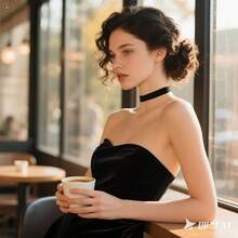 1.6cm 20pcs Wine  Chokers Vintage Necklace For Women With Extension (XL-1002-Black) - 1.6公分-20個-黑色 - 查看 5