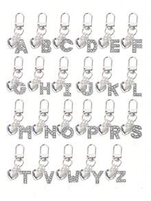 个性化心形吊坠，可刻姓名首字母，心形钥匙扣，定制包包挂饰，礼物，钥匙链，独特手机配件，简约设计，适合女士钱包和手机配件，是送给朋友、家人或女友的完美礼物，户外配件，派对配件，礼物，纪念品，女士包包挂饰，汽车挂饰，送给女性和女孩的礼物 - 彩色 - 查看 2