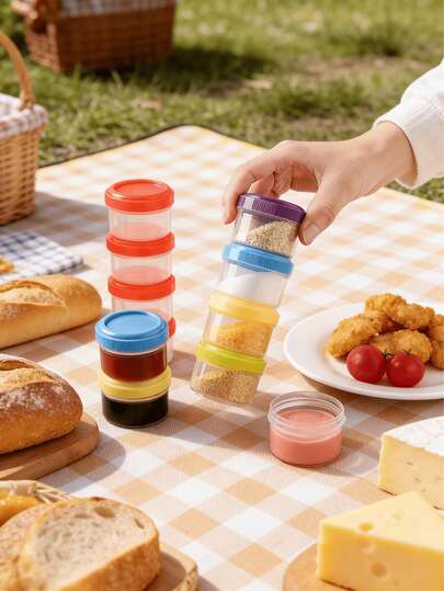 1个便携式迷你酱料罐 | 可重复使用的PP材质调味容器，适用于番茄酱、沙拉酱和各种调味料 - 非常适合野餐、露营、旅行和上班携带 - 是美食爱好者和户外运动爱好者的理想礼物，厨房小工具，颜色随机