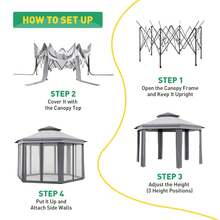 Color gris Pabellón Hexagonal de Acero de 2x2x2 m, para Jardín y Exteriores - Gris - Ver 7