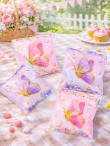 50/100个粉紫色蝴蝶图案自封糖果袋、礼品袋、礼品包装袋、零食袋、包装袋，适用于粉紫色蝴蝶主题婴儿派对装饰、婴儿派对装饰、饼干烘焙袋、甜甜圈袋、新娘送礼会回礼、性别揭晓派对用品、一周岁生日派对装饰、女宝宝派对用品、公主派对用品、女宝宝送礼会回礼。 - 粉紅紫蝴蝶 - 查看 8