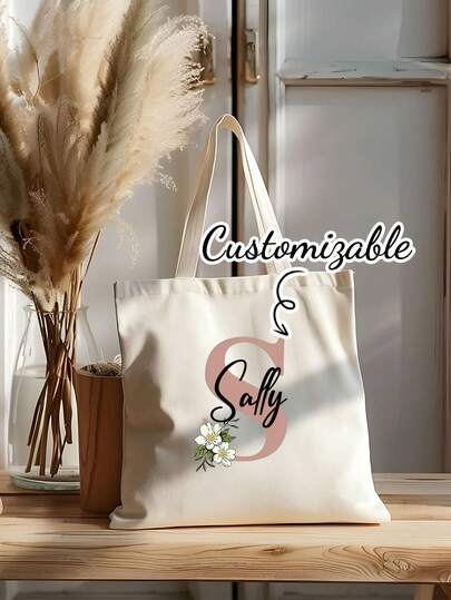 Customizable Women's Shoulder Bag, Large-Capacity Canvas Bag, Multi-Functional Tote. Available In 26 Alphabet Prints, It's The Perfect Valentine's Day Gift Or A Special Present For Your Girlfriend. This Personalized Tote Is Suitable For Commuting, Shopping, And Travel; It's Also A Wonderful Gift For Your Mother Or Girlfriend.