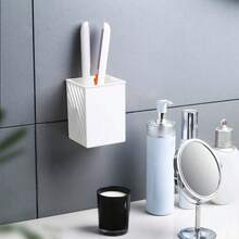 1pc-Simple Wall-Mounted Pen Holder Student Desktop Stick-On Pencil Case Mini Makeup Brush Storage Case Storage Organizer - A - View 2