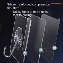 10pcs Strong Hook Adhesive Wall Wall Load Bearing Kitchen Hook Non Marking Door Rear Non Perforated Adhesive Hook Student Dormitory, Metal And Plastic Self Adhesive Hook Rack, Suitable For Keys, Hats, Towels, Clothing Hooks For Bathroom, Bedroom, Office, And Kitchen Use - Transparent Hooks - View 9