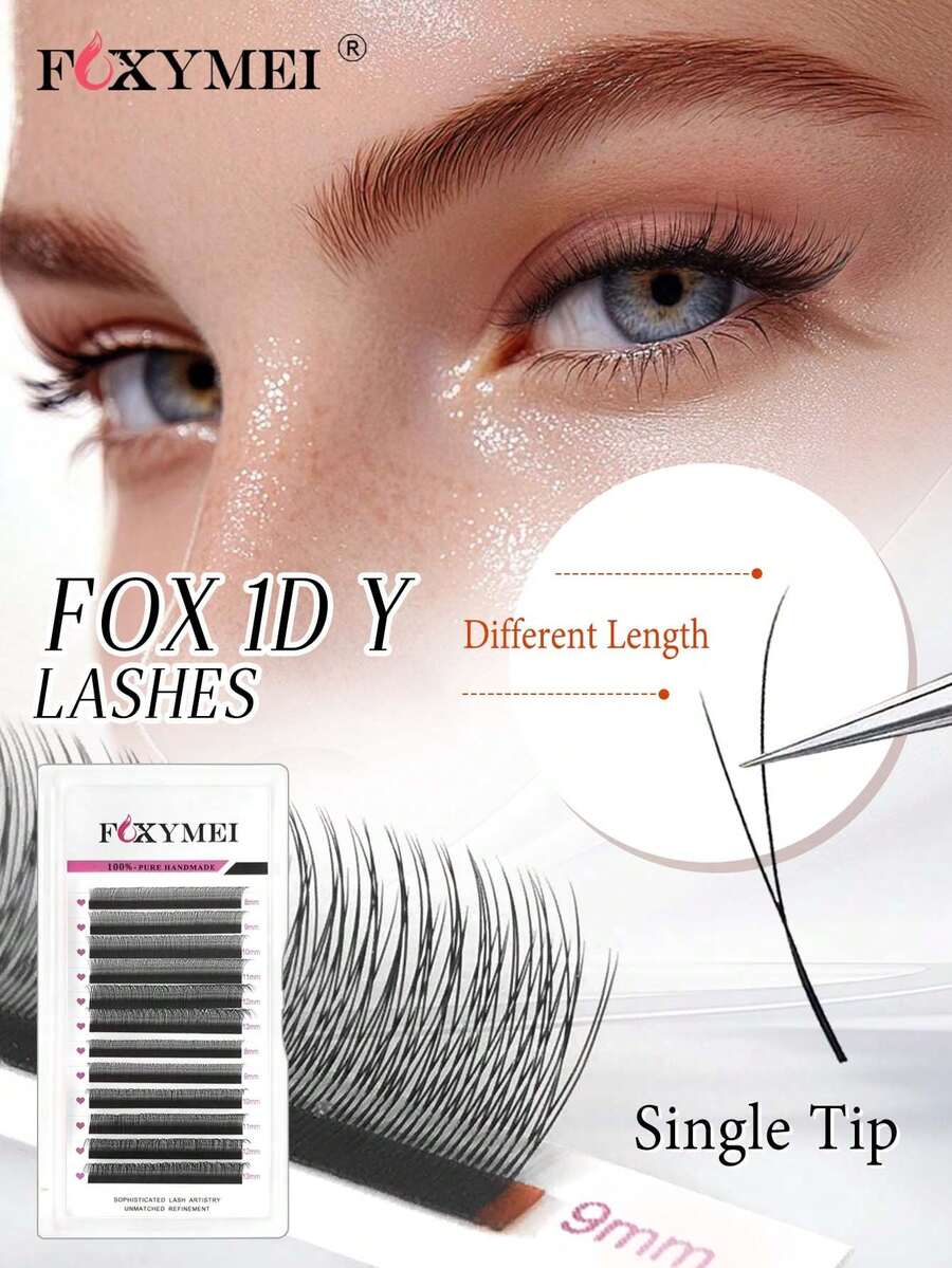 Extensiones de pestañas en abanico de 1600 Fan Fox 1D con forma de Y, rizo C/D, ultra suaves con forma de W de 8-13 mm, ideales para principiantes, estilo de ojo de gato manga, de alta calidad, premontadas, con efecto de alargamiento de la cola del ojo para salón
