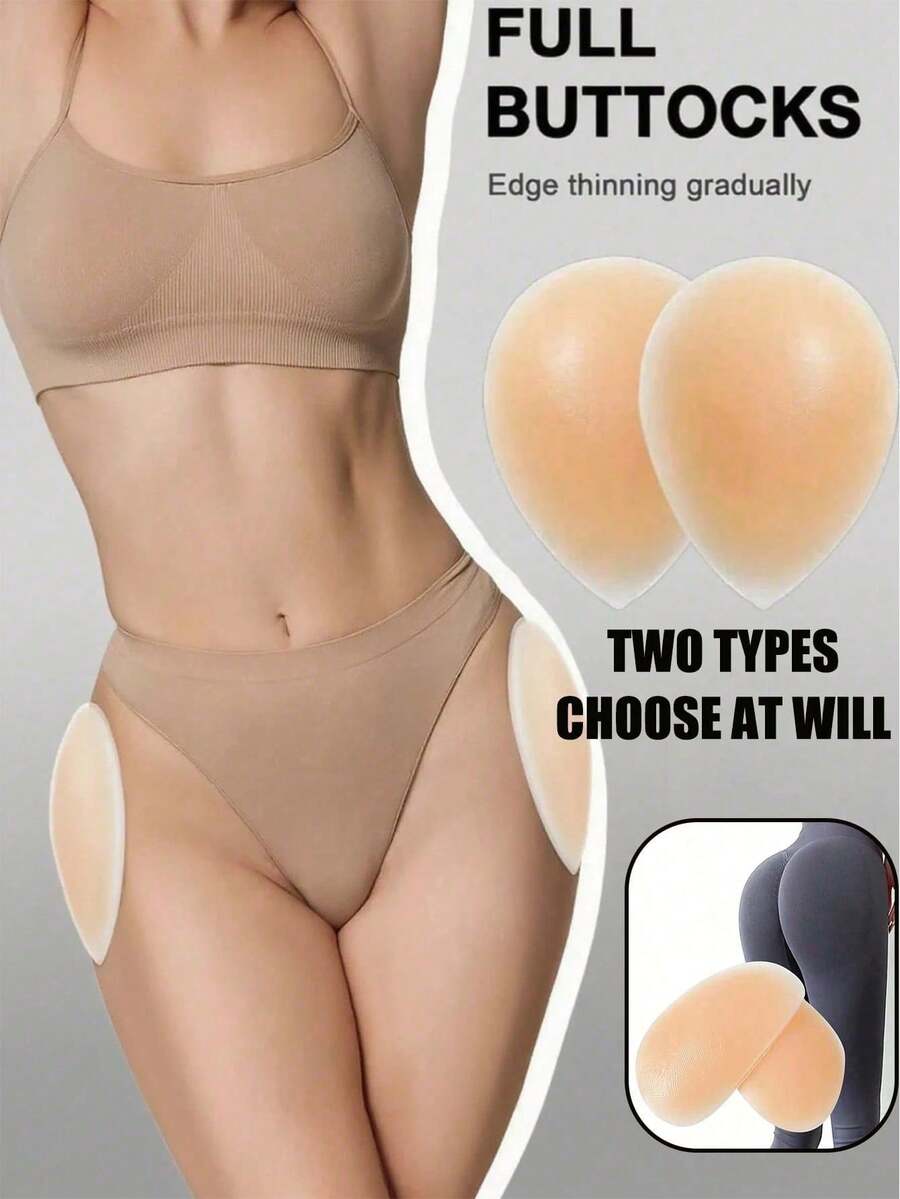 Women's Silicone Breast Pads, Fake Buttocks, Adhesive Shaping Stickers, Buttocks Pads, Breast Augmentation, Buttocks Enlargement, Improve Sagging Body Shape, Create Sexy Curves, Peach-Like Buttocks, Suitable For Tight Clothing, Yoga Pants, Jeans - Multicolor - View 1