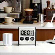 1 pieza Temporizador digital de cocina de acero inoxidable con pantalla multifunción, temporizador de cuenta regresiva electrónico excelente para cocinar o recordatorios de aprendizaje, herramienta esencial para el hogar, requiere 1 batería AAA (no incluida) - Multicolor - Ver 6