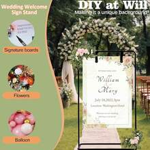 Vincidern 4Pcs Black Wedding Easel Stand For Sign Board,  69" Welcome To Our Wedding Sign Display Stand With Storage Bundle & Leather Straps For Wedding Reception,Birthday Party, Events,Mother's Day Party Supplies - Black - View 8