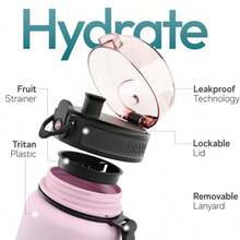Botella de Agua Deportiva de 32 Onzas sin BPA y BPS Tapa de Flujo Rápido a Prueba de Fugas Tritan Duradero 1 Litro - Flor de brisa - Ver 6