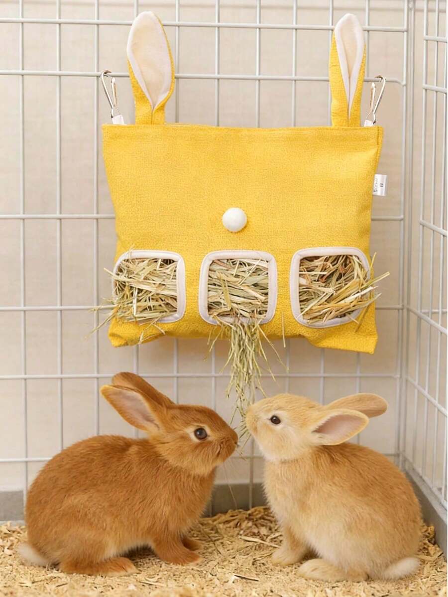 “1个装可水洗兔子和豚鼠干草喂食袋 - 魔术贴固定喂食袋，适用于仓鼠等小型宠物 | 易于使用的可重复使用小型动物干草收纳袋 | 情人节宠物礼物” - 彩色 - 查看 1