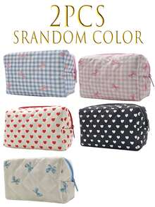 2/1pc Cute Bow Makeup Bag, Bow Pattern Toiletry Bag, Zippered Bag, Stylish Foldable Commuter Makeup Bag, Large Capacity Women's Makeup Bag, Girl's Makeup Storage Bag, Toiletry Bag, Travel Makeup Bag, Makeup Storage Bag, Sanitary Napkin/Tampons Storage Bag. Can Hold Lipstick, Makeup Brushes, Skincare Products - Multicolor - View 16