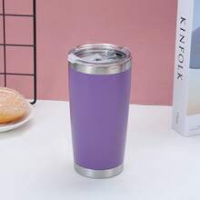 1个600毫升/20盎司不锈钢保温杯，旅行保温咖啡杯，冷热饮水瓶，带吸管孔水瓶 - 彩色 - 查看 23