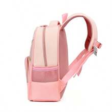 1pc Polka Dot & Mushroom Print Backpack With Transparent Window, Zipper Closure, Cute Style, Suitable For School, Travel, All Seasons - Pink - View 5