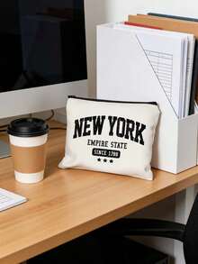 白色化妆品收纳袋 - “纽约”字母印花，耐用可重复使用购物袋，适合日常使用、洗漱用品收纳、储物，便携轻巧，可用于教堂郊游、旅行和工作、度假收纳，也适合海滩日光浴、野餐、露营、旅行、健身、泳池等场合，可重复使用，是日常商务旅行的理想之选，也是情人节礼物、节日礼物的绝佳选择，适合赠送给家人、朋友、同事和同学。 - 彩色 - 查看 6