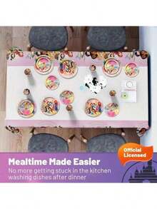 88pcs Cartoon Princess Theme Tableware Set, Including 7-Inch Plates, 9-Inch Plates, Hanging Flags, Napkins And Tablecloth, Suitable For Various Occasions Like Festivals, Parties And Gatherings - Multicolor - View 4