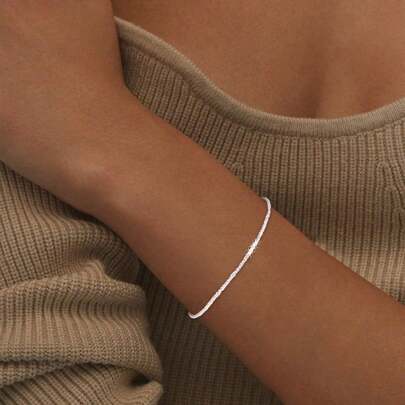 1pc S925 Sterling Silver Sparkling Bracelet, Delicate Jewelry For Women, Best Gift For Girlfriend, Mother, Sister