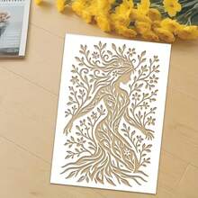 Reusable Female Tree Of Life Stencil Template, Suitable For DIY Wall Art, Scrapbooking And Embossing - Durable PET Plastic, Easy To Use 11.7 Inch X 8.3 Inch Template - Single Piece - View 5