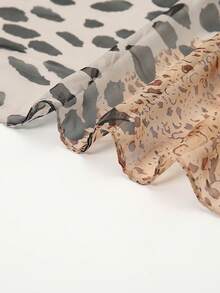1pc Spring New Leopard Print Chiffon Scarf, Lightweight & Versatile Medium-Long Scarf For Daily Wear - Light Brown - View 5