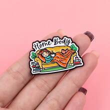 Jesus Quotes Flower Enamel Pin Funny Phrase Cartoon Girl Brooches Lapel Pin Badge On Backpack Clothing Accessories Jewelry Friends Gifts - Black - View 11