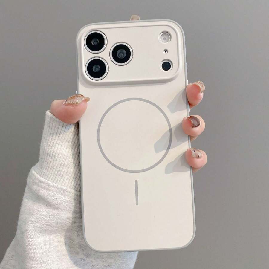 简约磁吸式白色手机壳，兼容 17 Pro Max/17 Pro/17/16 Pro Max/16 Pro/16/16 Plus/15/15 Pro Max/15 Pro/15 Plus/14 Pro Max/14 Pro/14，全包防震硬质保护壳