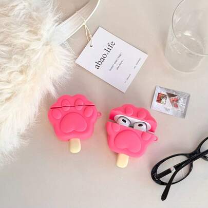 1pc Cat Paw Popsicle Wireless Bluetooth Earphone Case, Compatible With Airpods Pro 3, Cartoon Cute Shockproof Apple Earphone Case Compatible With Apple 1/2/3/4/Pro/Pro2 Bluetooth Earphone Case
