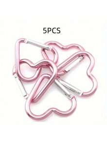 5pcs Heart-Shaped Spring Hook, Aluminum Alloy Carabiners For Men And Women, Use For Outdoor Climbing, Backpack And Daily Wear Car Accessories Cute Goth Y2k - Pink - View 7