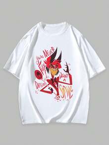 Áo thun in hình họa tiết phong cách thường ngày, áo tay ngắn đa năng phù hợp cho mùa tốt nghiệp, thiết kế unisex thích hợp cho mặc hàng ngày vào mùa xuân/hè. - trắng - Xem 2