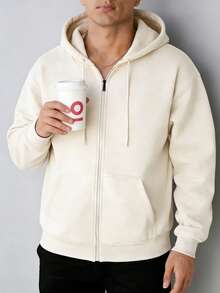 Unisex American Style Zip-Up Hoodie Sweatshirt, Casual Jacket, Versatile Autumn/Winter - Khaki - View 6