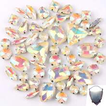 50pcs/Pack, Shiny Mixed Shape Glass Rhinestones, Silver Metal Flat Bottom, Mixed Shape Handmade Sew-On Rhinestones, Suitable For Clothing Decoration, Flat Bottom Craft Gem Crystal Sew-On Rhinestones With Claw, DIY Accessories, For Decorating Clothes, Dresses, Bags, Shoes, Brooches, Earrings, Handicrafts. - Multicolor - View 44