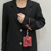 Simple Wine Red Phone Case With Heart Pendant Leather Strap Compatible With Samsung Galaxy ZFlip7 Z Flip6 ZFlip 5 Zflip6 Zflip5 Shockproof Back Cover - Burgundy - View 7