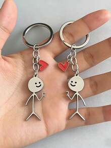 2pcs Or 4pcs Love Couple Keychains - Heart-Shaped Matching Pair With Male/Female Figures, Valentine's Day Gift Suitable For Backpacks, Car Keys, Bag Charms - Romantic Couple(Only Keychains Are Available, No Cards.) - Multicolor - View 10