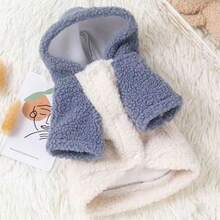 1 pieza Sudadera con capucha para mascotas, ropa para perros de forro polar grueso y cálido para otoño/invierno, con correa incorporada para perros y gatos pequeños/medianos, adecuado para poodle, bichón frisé, teddy - Azul - Ver 11