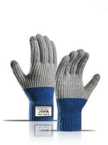 1 Pair Of Thick, Warm, Touch-Screen Compatible, Knitted Outdoor Riding Gloves For Men, Designed For Cold Weather Protection. - Multicolor - View 4