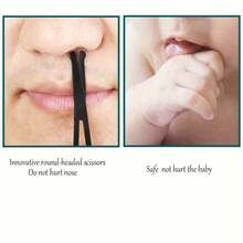 1 pieza Recortador de vello nasal redondo de acero inoxidable, y tijeras para el vello nasal resistentes a los arañazos, herramienta de belleza personal portátil - Negro - Ver 5