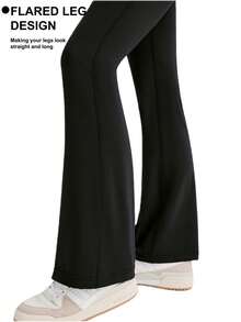 Leggings acampanados para mujer con bolsillos, suaves, de cintura alta, con control de abdomen y corte acampanado, para entrenamiento de yoga (paquete de 3) - 3 piezas, 3 colores (negro + gris oscuro + gris) - Ver 6